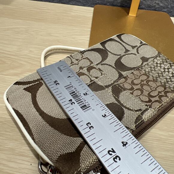 Coach Monogram Wristlet Mini Bag Brown - Picture 14 of 14